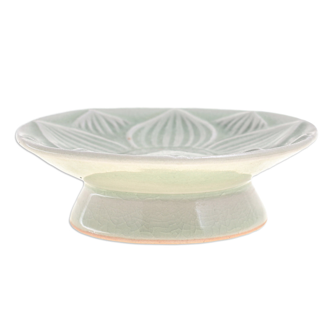Floral Motif Footed Plate - Lanna Lotus