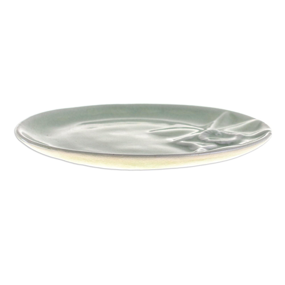 Green Floral Celadon Ceramic Dessert Plate - Lanna Orchid