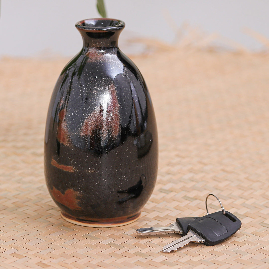 Artisan Crafted Ceramic Bud Vase - Thai Rustic
