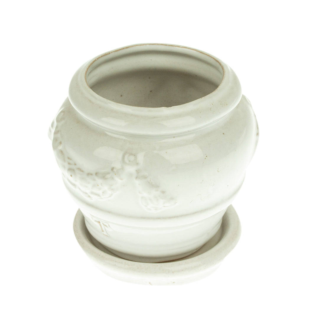 Handmade Rustic Ceramic Flower Pot in White from Mexico - Vintage White