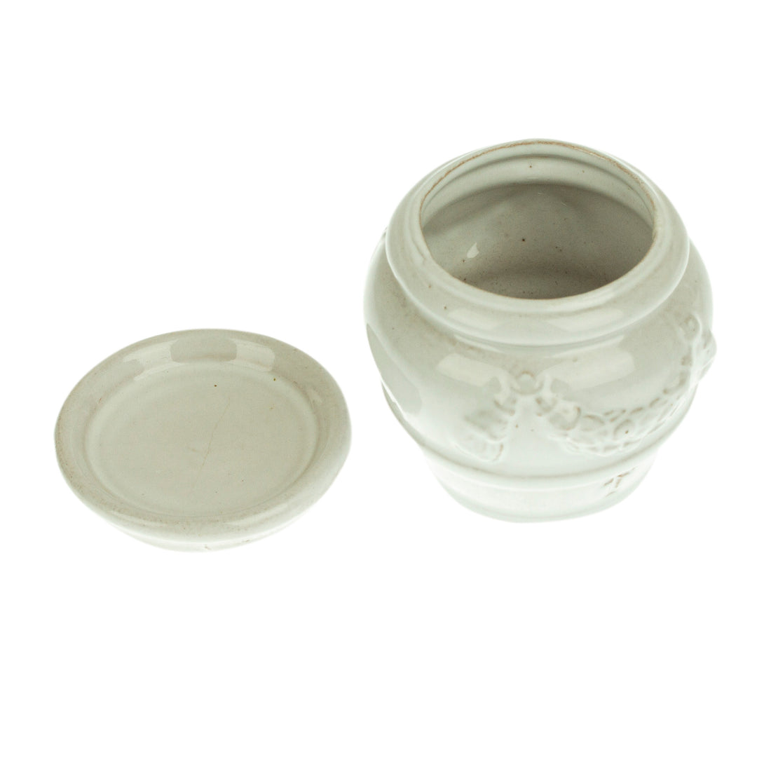 Handmade Rustic Ceramic Flower Pot in White from Mexico - Vintage White