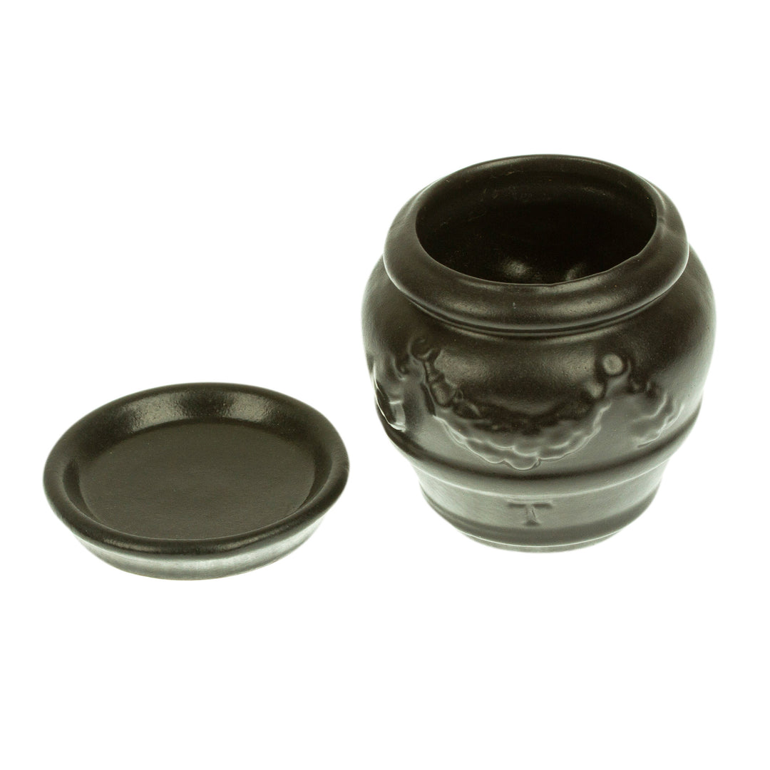 Handmade Rustic Ceramic Flower Pot in Black from Mexico - Vintage Black