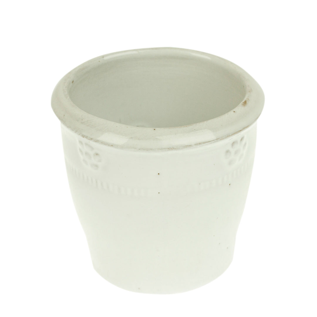 Handcrafted Small White Ceramic Flower Pot from Mexico - Bright Blossoms