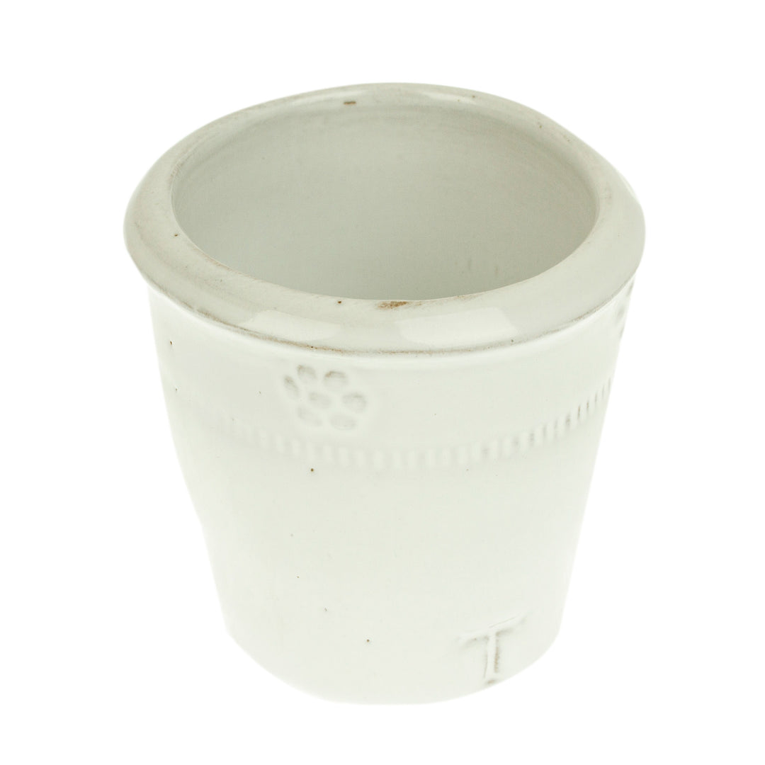 Handcrafted Small White Ceramic Flower Pot from Mexico - Bright Blossoms