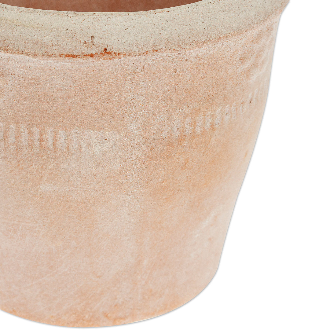 Handcrafted Small Ceramic Flower Pot from Mexico - Natural Rustic