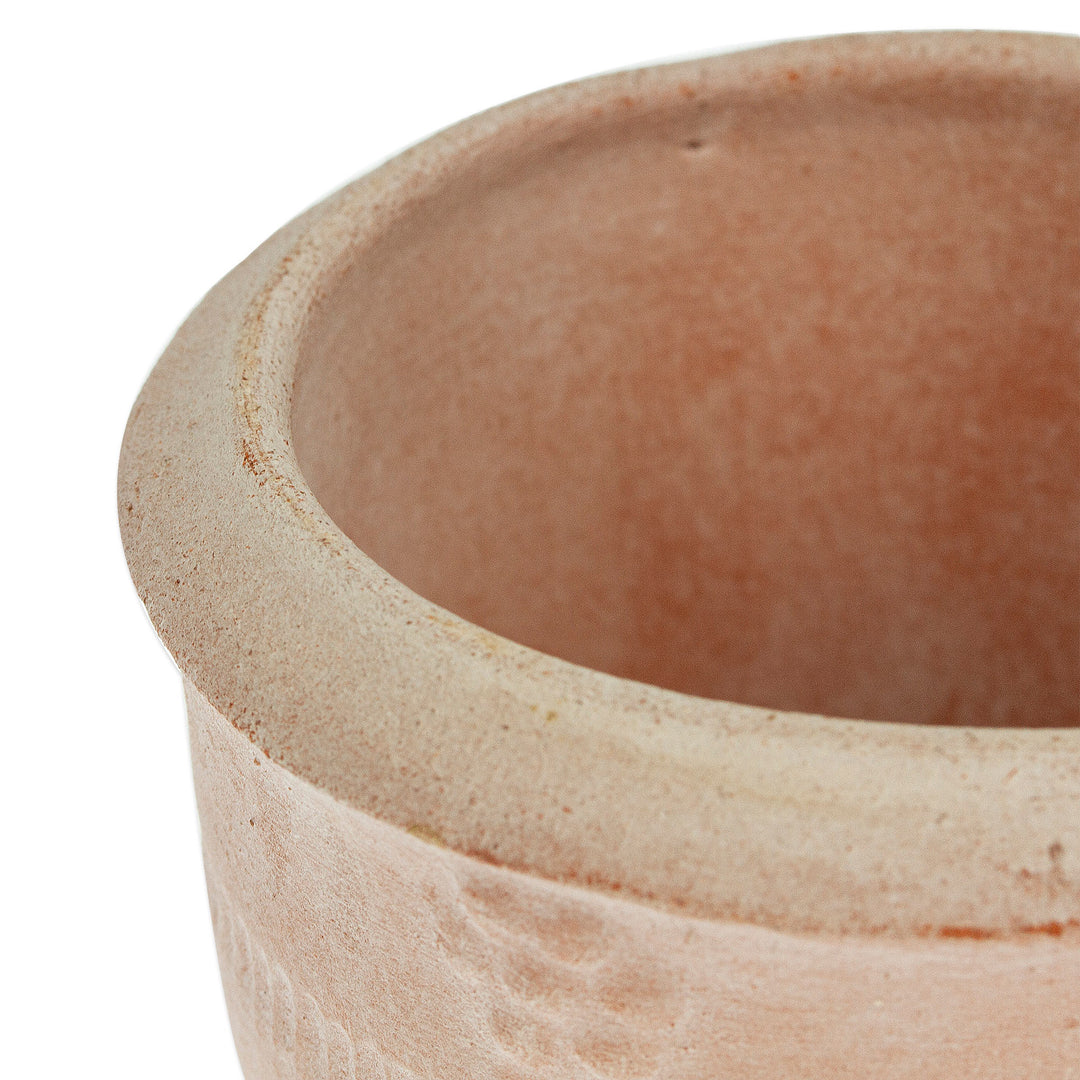 Handcrafted Small Ceramic Flower Pot from Mexico - Natural Rustic