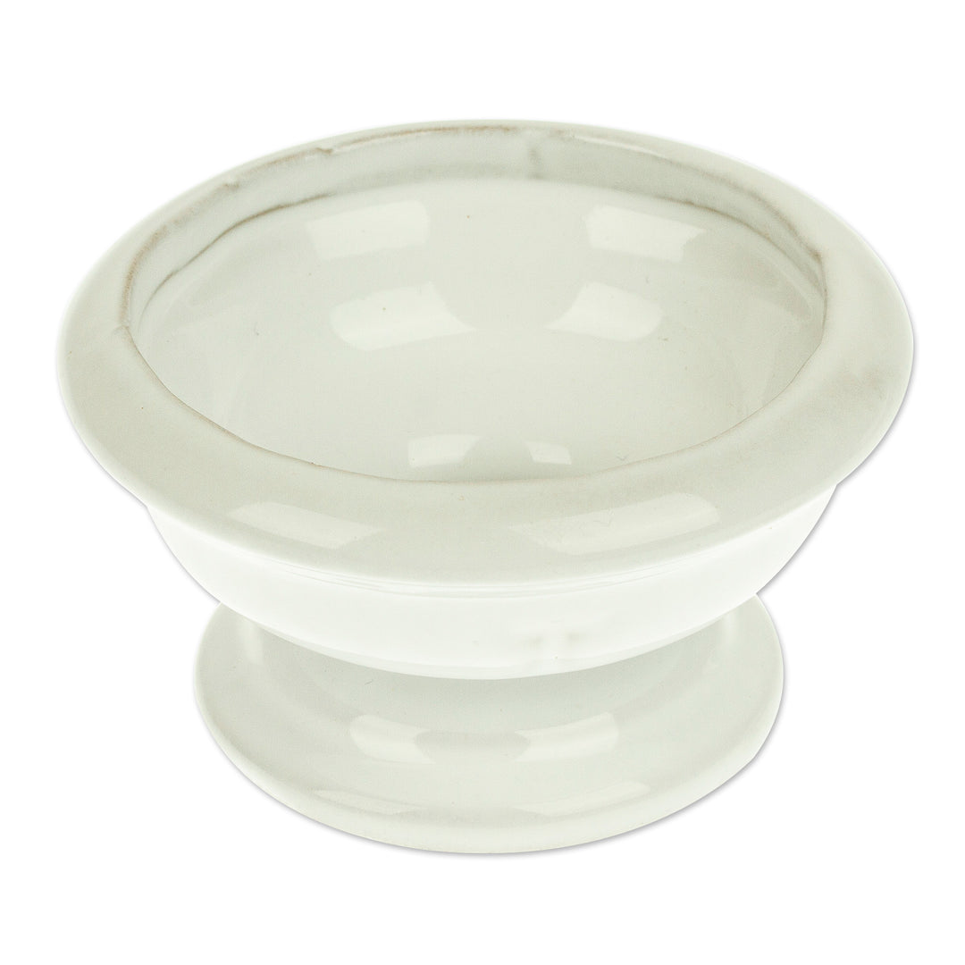 Handmade Small Ceramic Flower Vase in White from Mexico - Vintage Vision