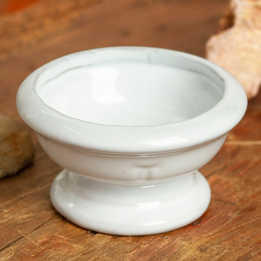 Handmade Small Ceramic Flower Vase in White from Mexico - Vintage Vision