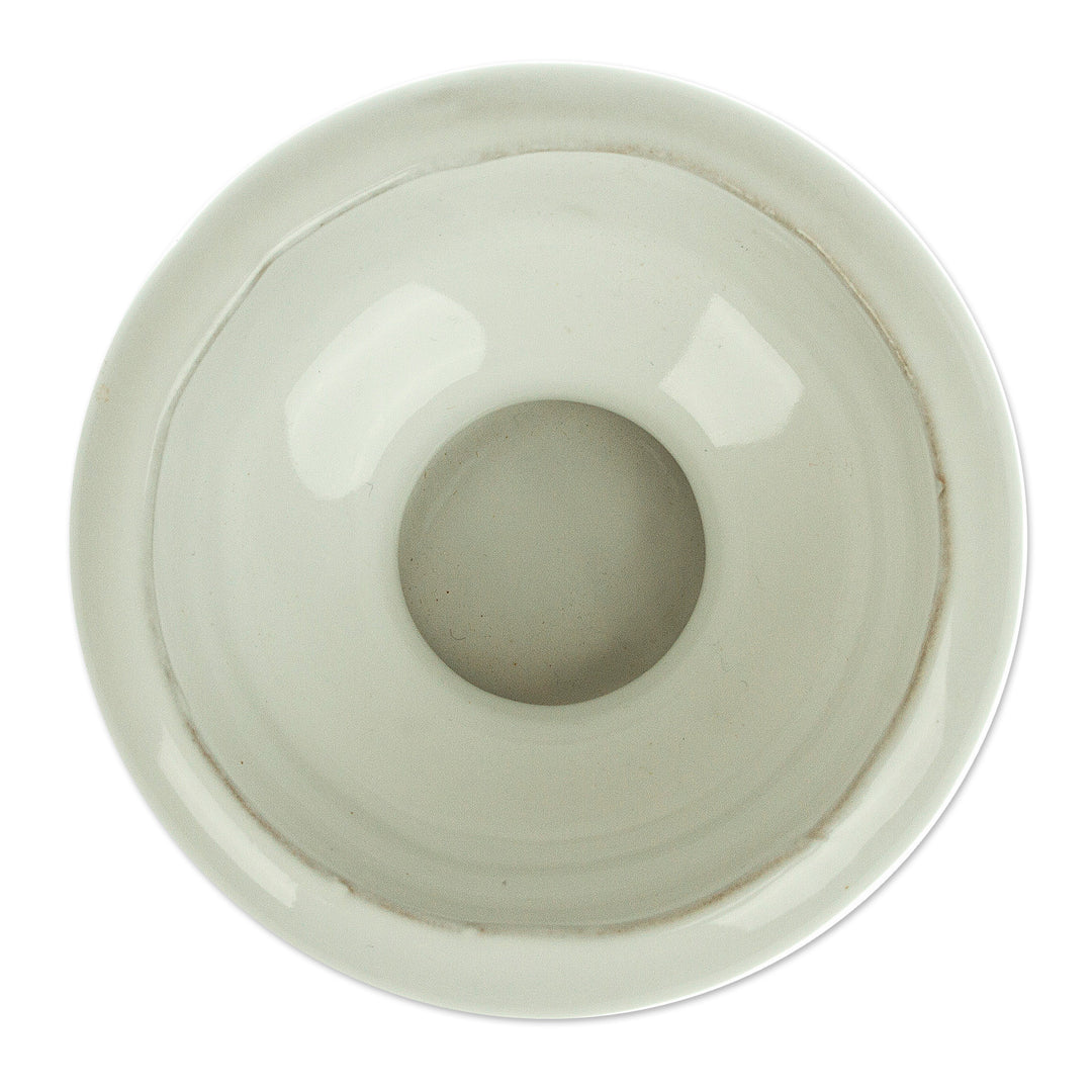 Handmade Small Ceramic Flower Vase in White from Mexico - Vintage Vision