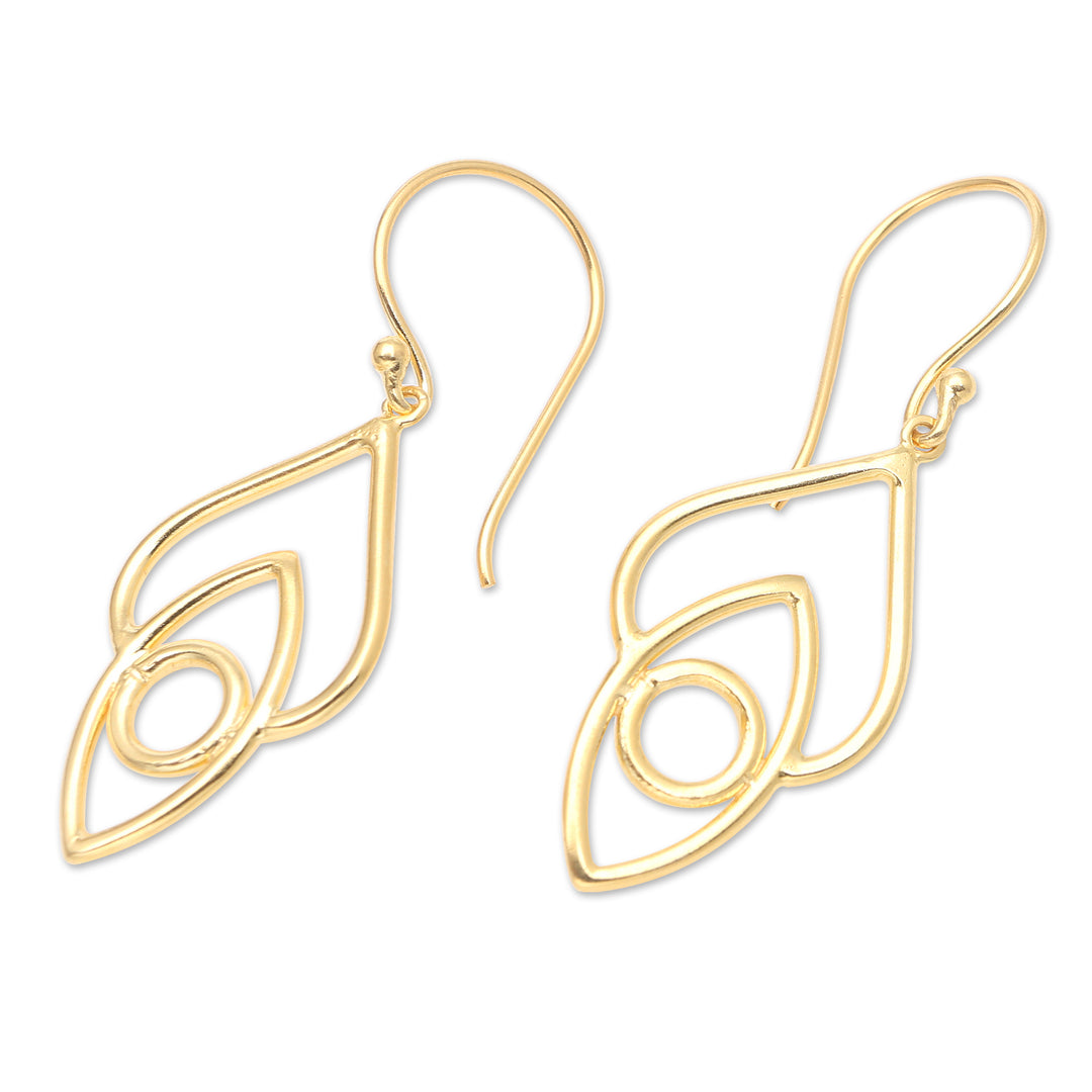 Handcrafted Gold-Plated Brass Dangle Earrings from Bali - Feast for the Eyes