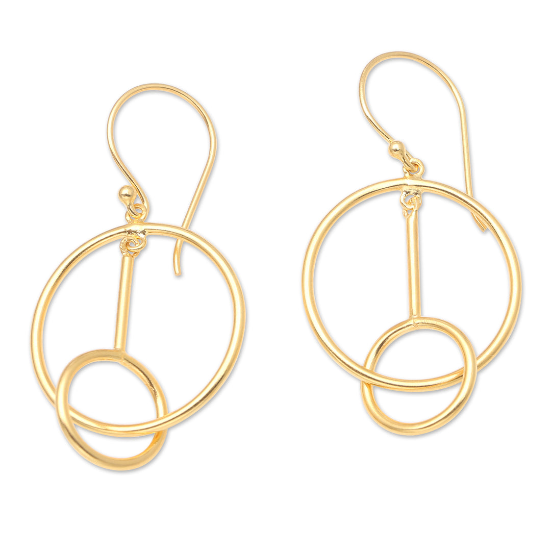 Handmade 18k Gold-plated Dangle Hoop Earrings from Indonesia - Go Through Hoops