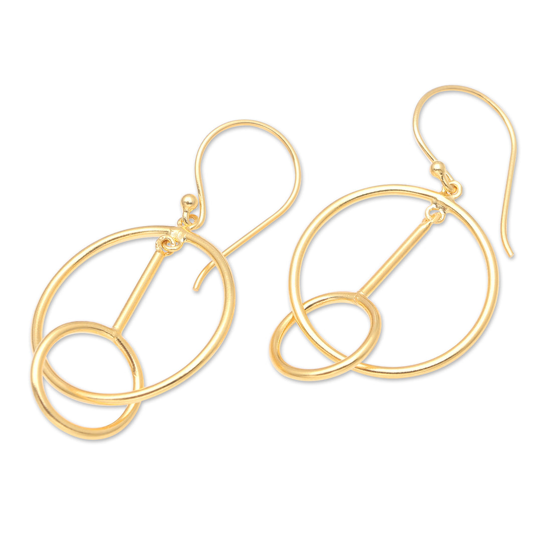 Handmade 18k Gold-plated Dangle Hoop Earrings from Indonesia - Go Through Hoops