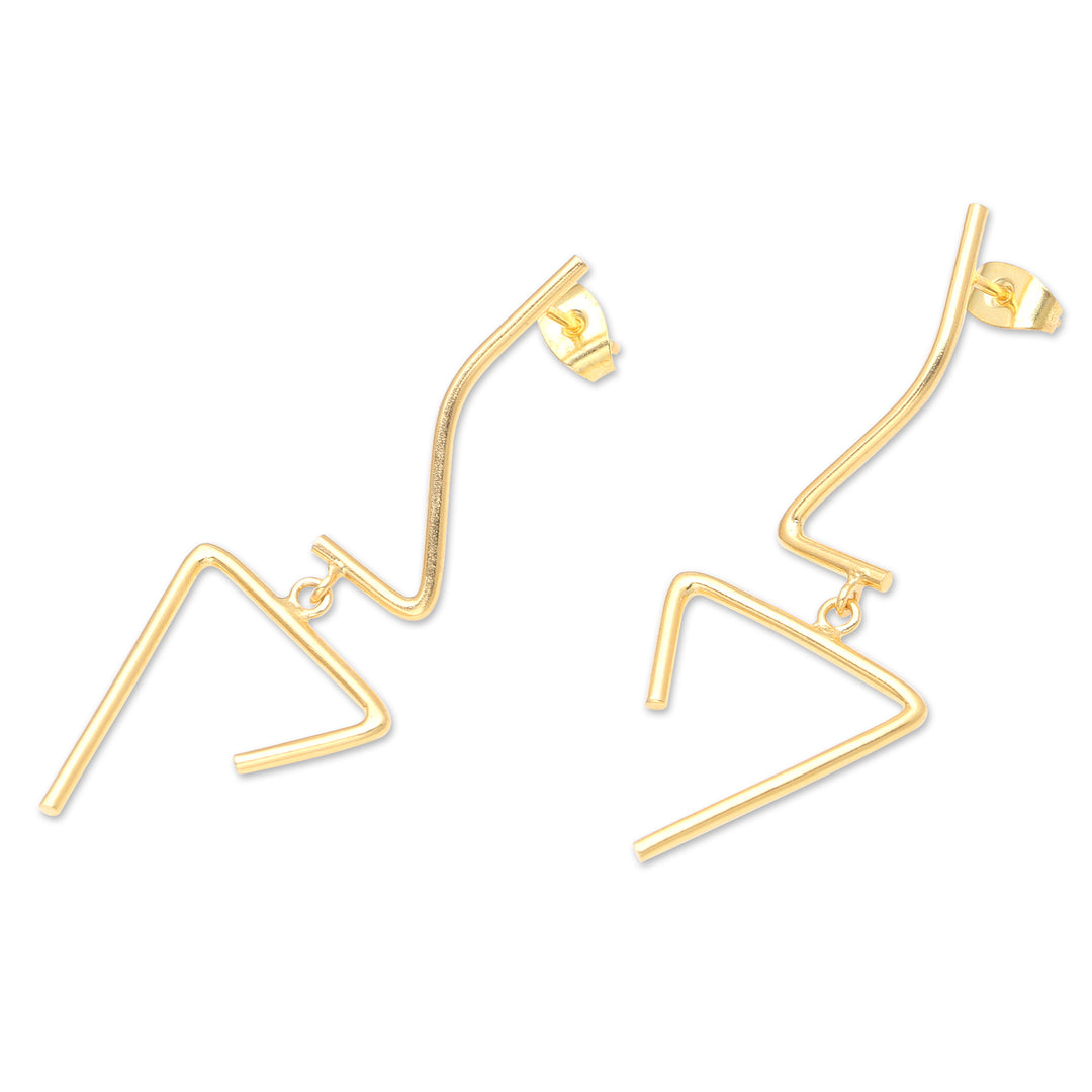 Hand Crafted Abstract 18k Gold-Plated Dangle Earrings - Disconnected