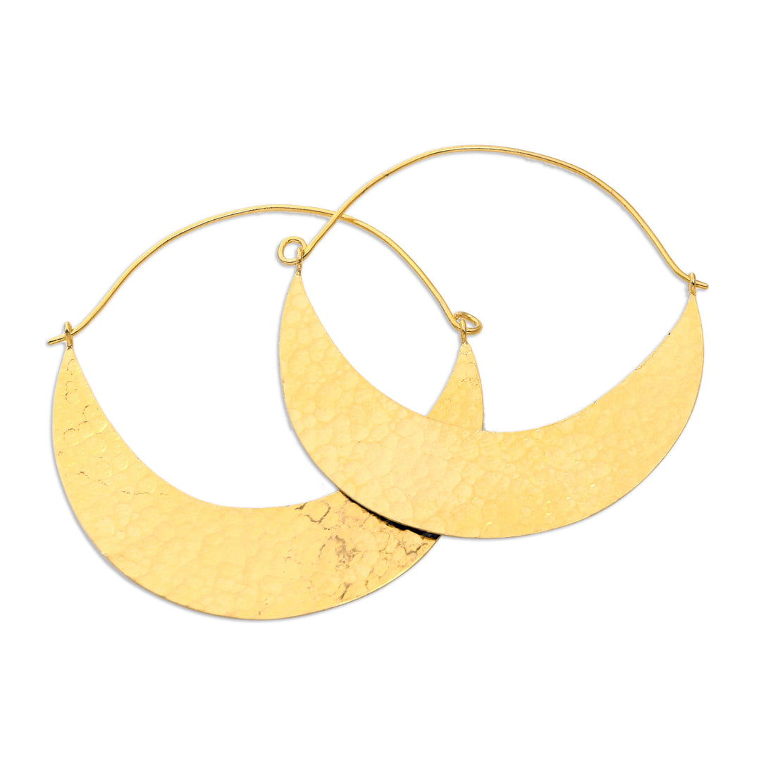 Hand Crafted Gold-Plated Hoop Earrings from Indonesia - In the Same Canoe