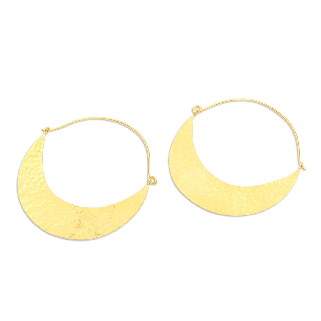 Hand Crafted Gold-Plated Hoop Earrings from Indonesia - In the Same Canoe