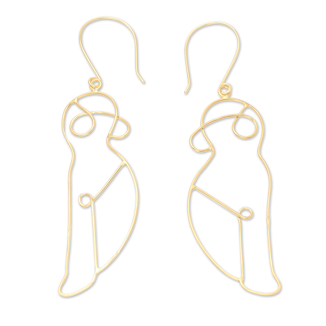 Hand Crafted Gold-Plated Dangle Earrings from Indonesia - Body Language