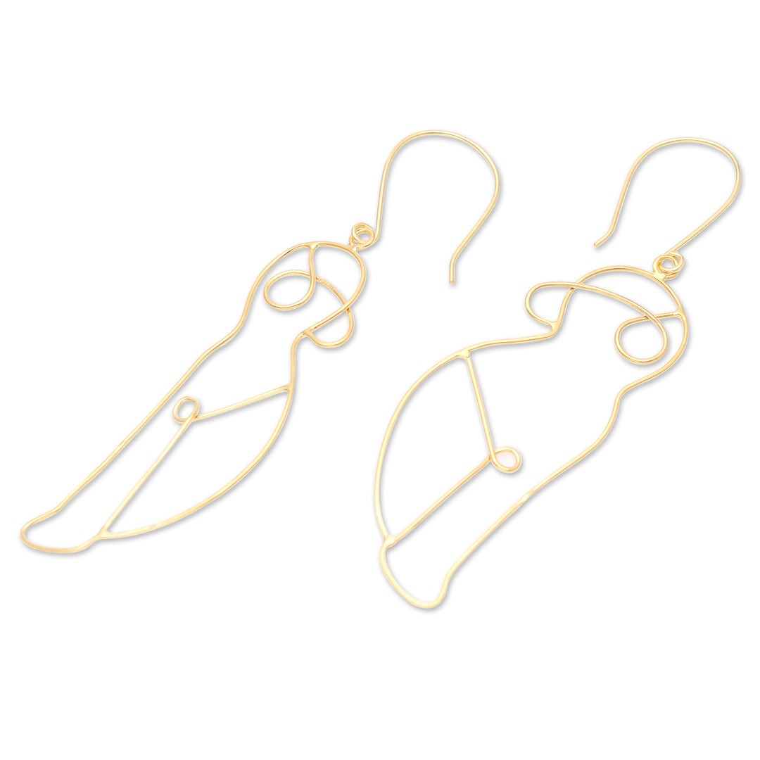 Hand Crafted Gold-Plated Dangle Earrings from Indonesia - Body Language