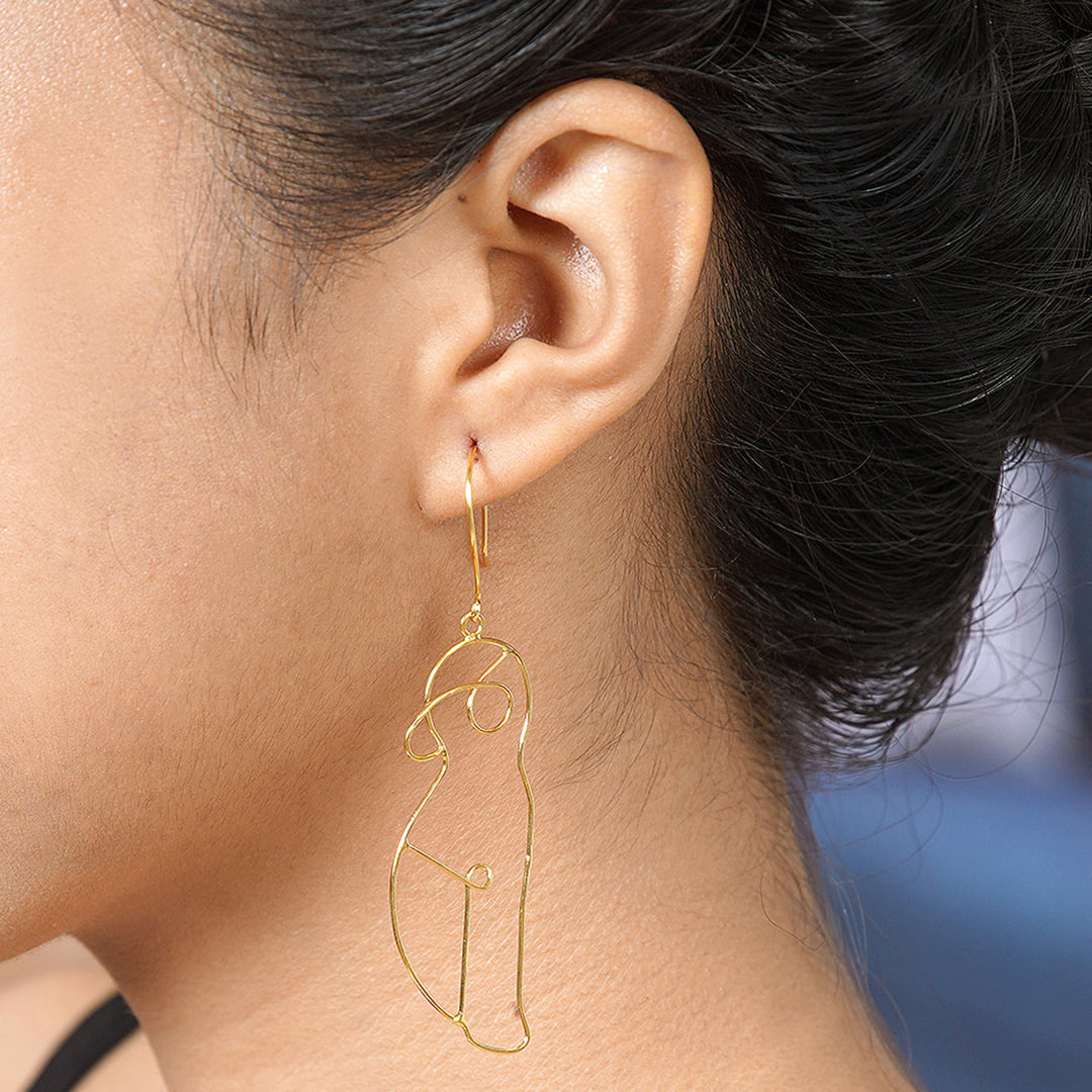 Hand Crafted Gold-Plated Dangle Earrings from Indonesia - Body Language