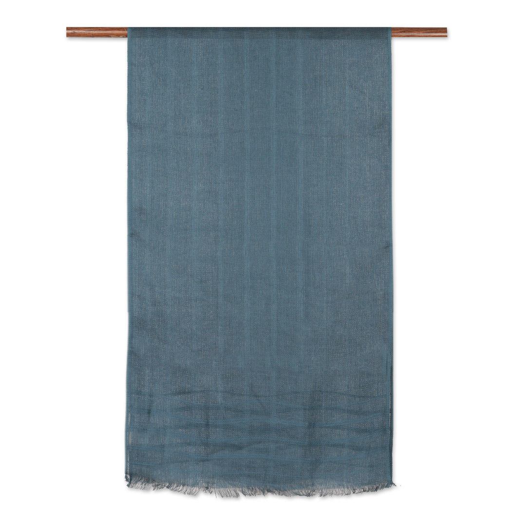 Linen Shawl in Teal Made in India - Dreams in Teal