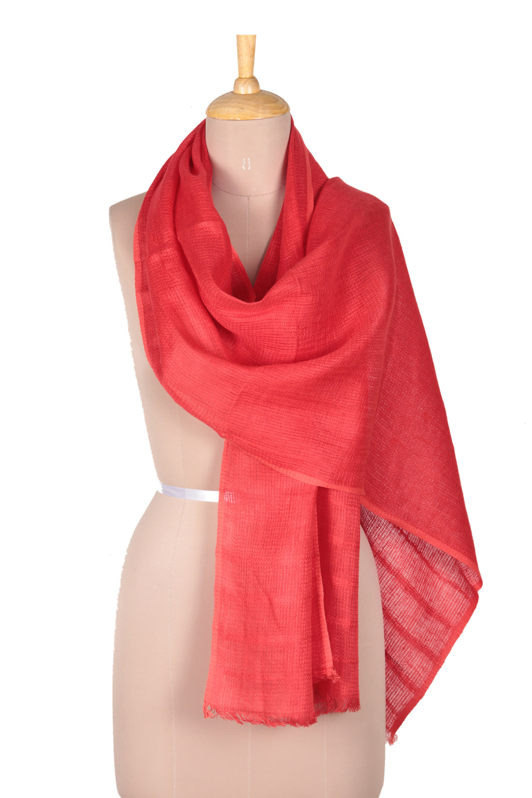 Linen Shawl in a Strawberry Tone Made in India - Dreams in Strawberry