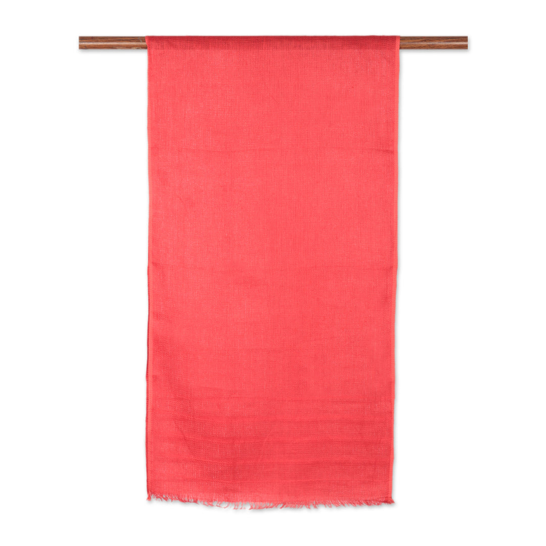 Linen Shawl in a Strawberry Tone Made in India - Dreams in Strawberry
