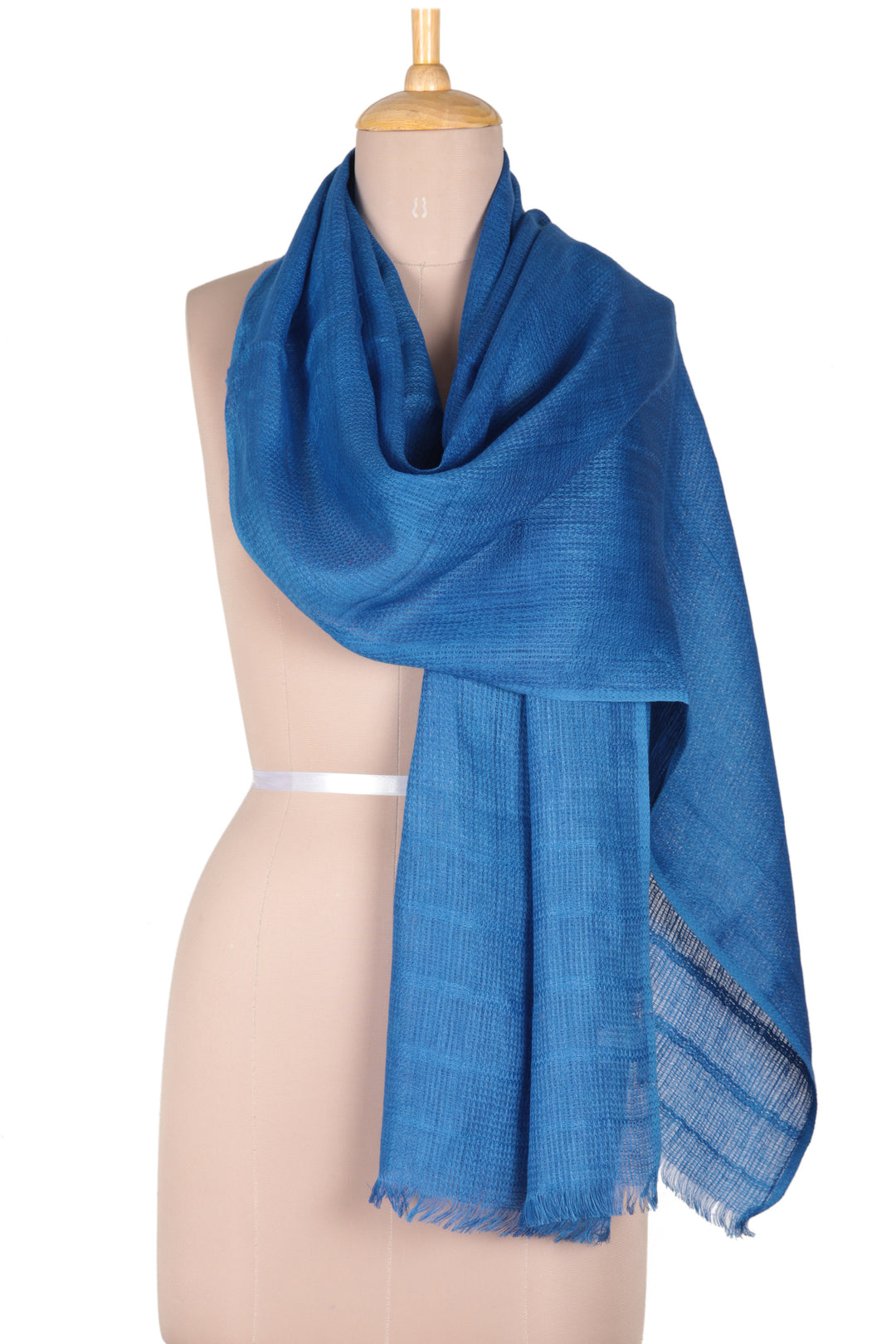 Linen Shawl in Royal Blue Made in India - Dreams in Royal Blue