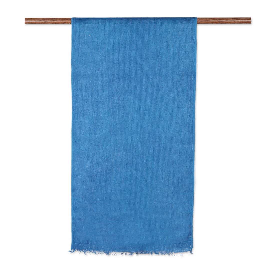 Linen Shawl in Royal Blue Made in India - Dreams in Royal Blue