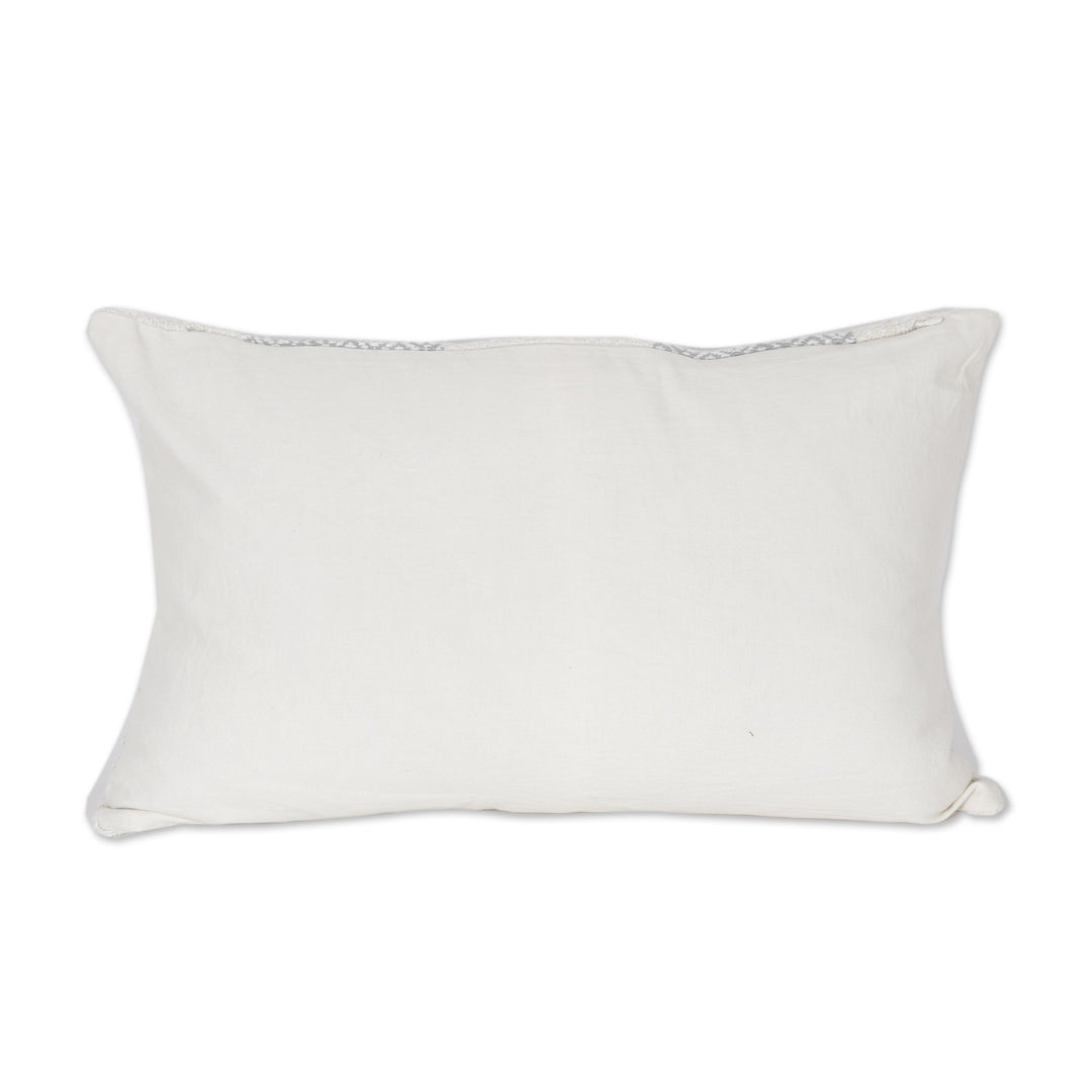 Woven Cotton Cushion Covers in Grey and Ivory (Pair) - Diamond Elegance in Grey