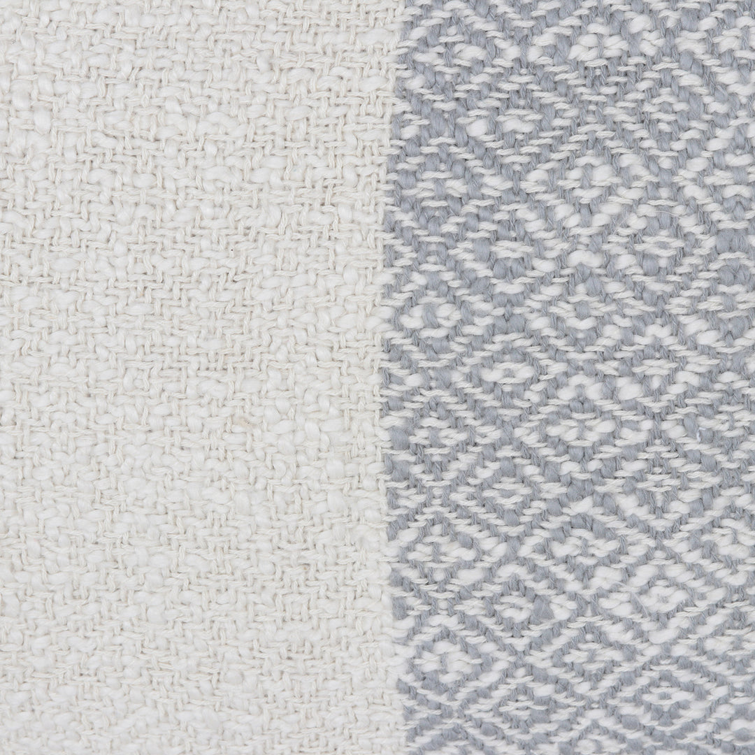 Woven Cotton Cushion Covers in Grey and Ivory (Pair) - Diamond Elegance in Grey