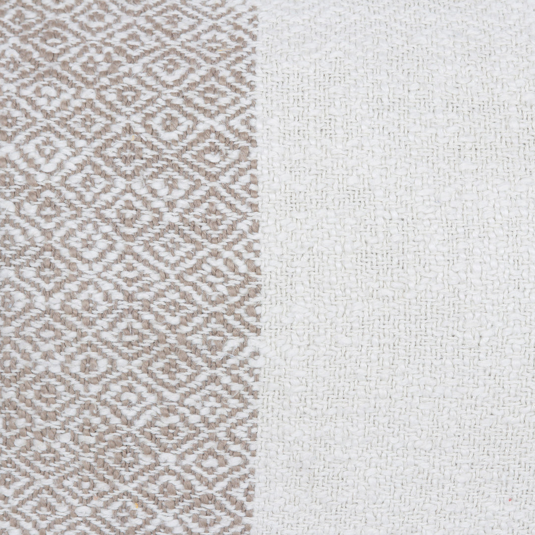 Artisan Crafted Cotton Cushion Covers (Pair) - Diamond Elegance in Umber