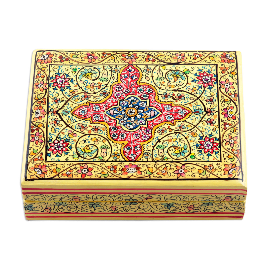 Wood Papier Mache Decorative Box from India - Blooms in Persia