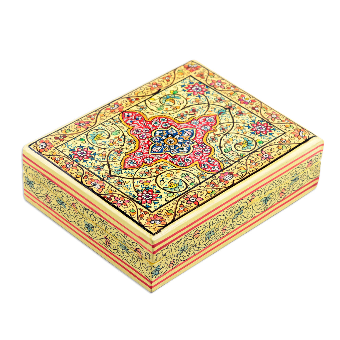 Wood Papier Mache Decorative Box from India - Blooms in Persia