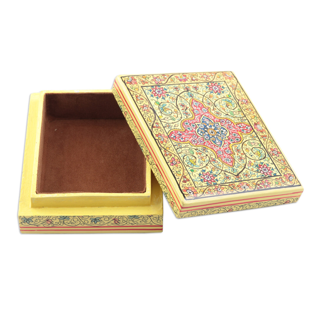 Wood Papier Mache Decorative Box from India - Blooms in Persia