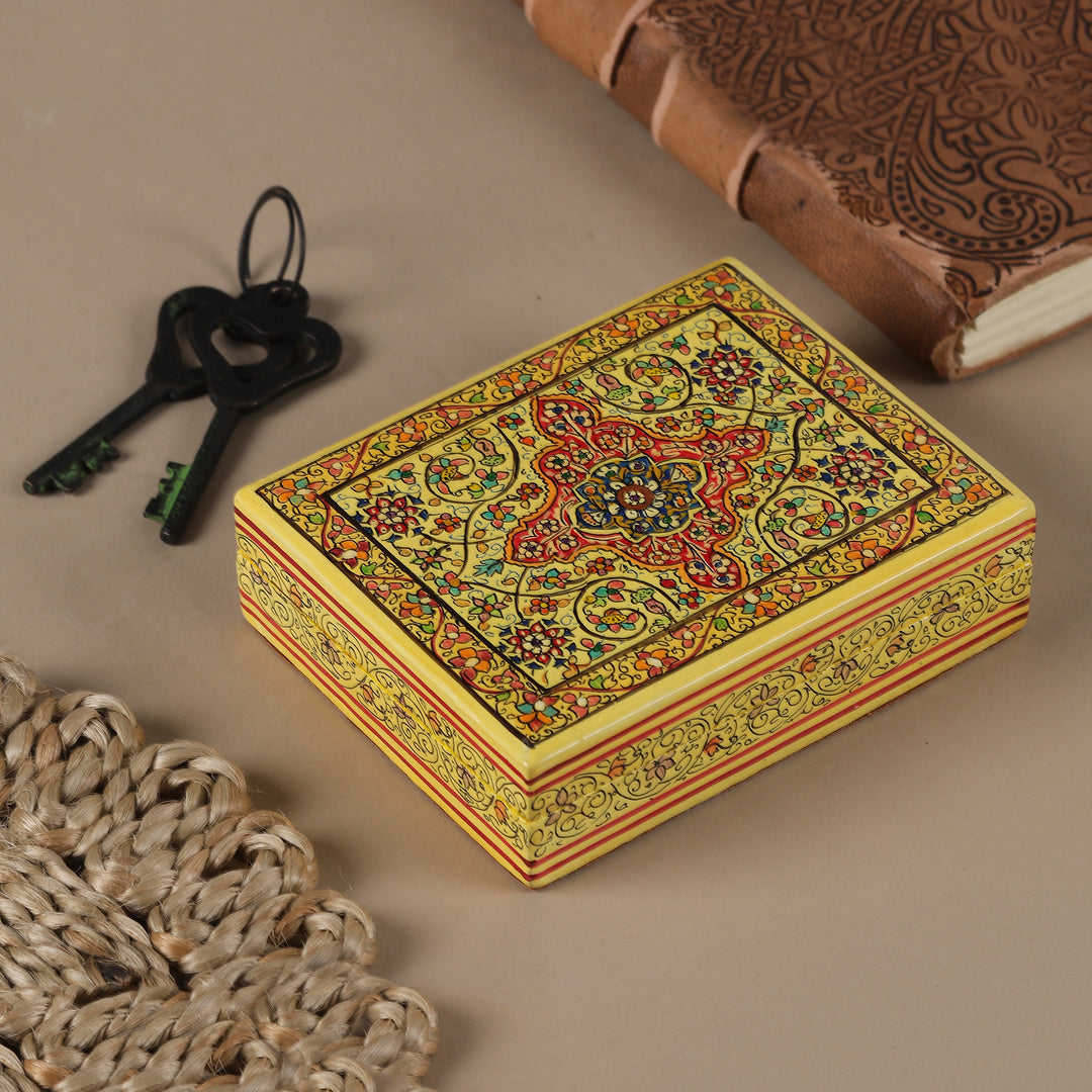Wood Papier Mache Decorative Box from India - Blooms in Persia