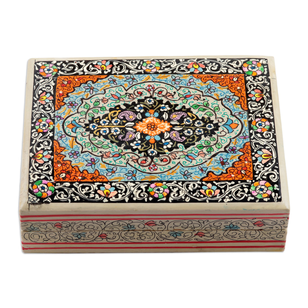 Wood Papier Mache Floral Decorative Box in Blue - Persian Floral Beauty