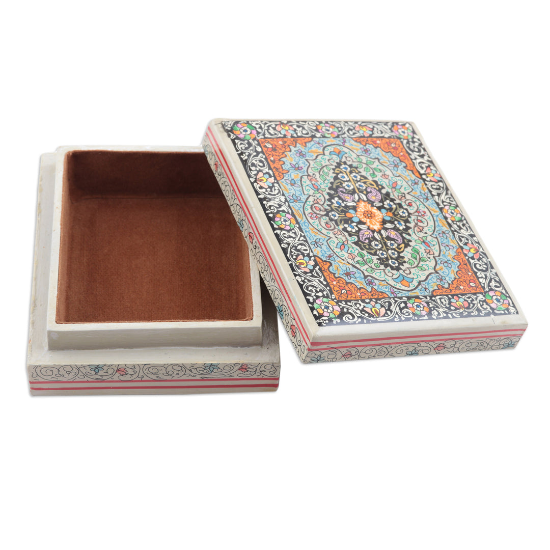 Wood Papier Mache Floral Decorative Box in Blue - Persian Floral Beauty