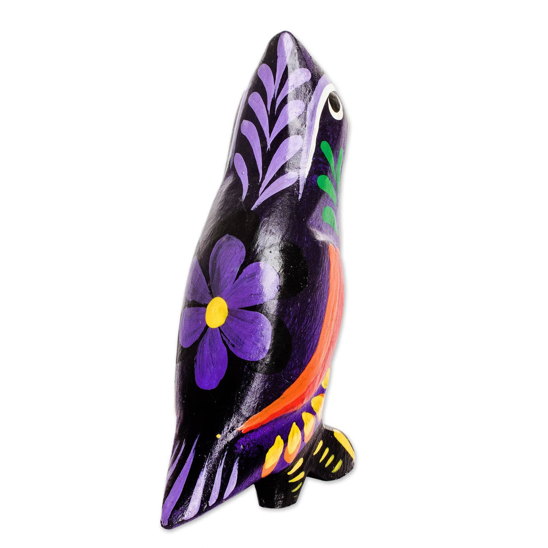 Hand Painted Multicolored Wood Figurine from Guatemala - Curious Cardinal