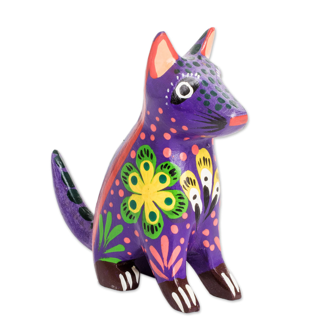 Hand-Carved Wild Cat Wood Figurine from Guatemala - Likeable Leopard