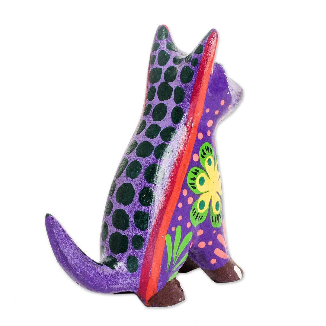 Hand-Carved Wild Cat Wood Figurine from Guatemala - Likeable Leopard