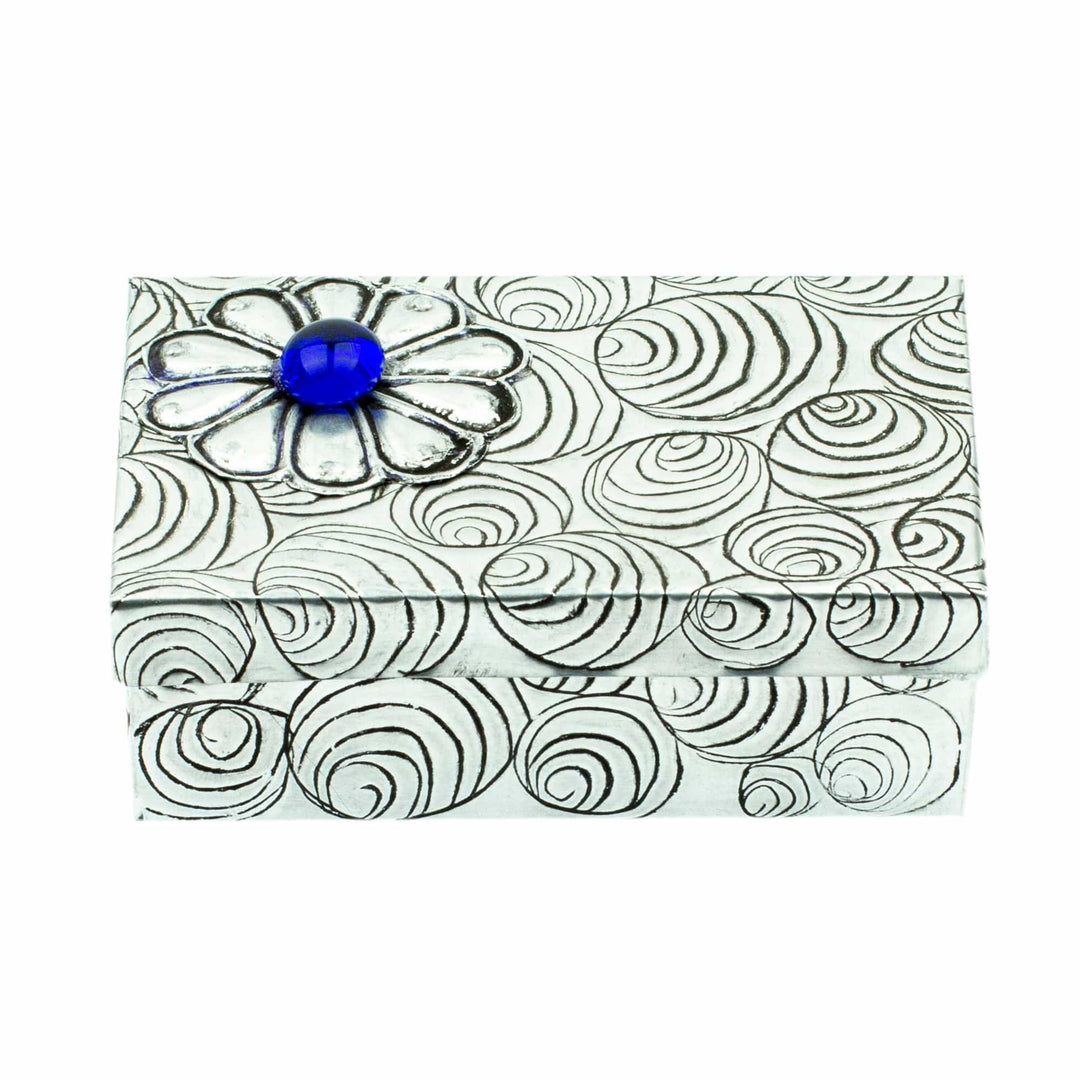 Decorative Lidded Box in Aluminum Repousse from Mexico - Radiant Treasure