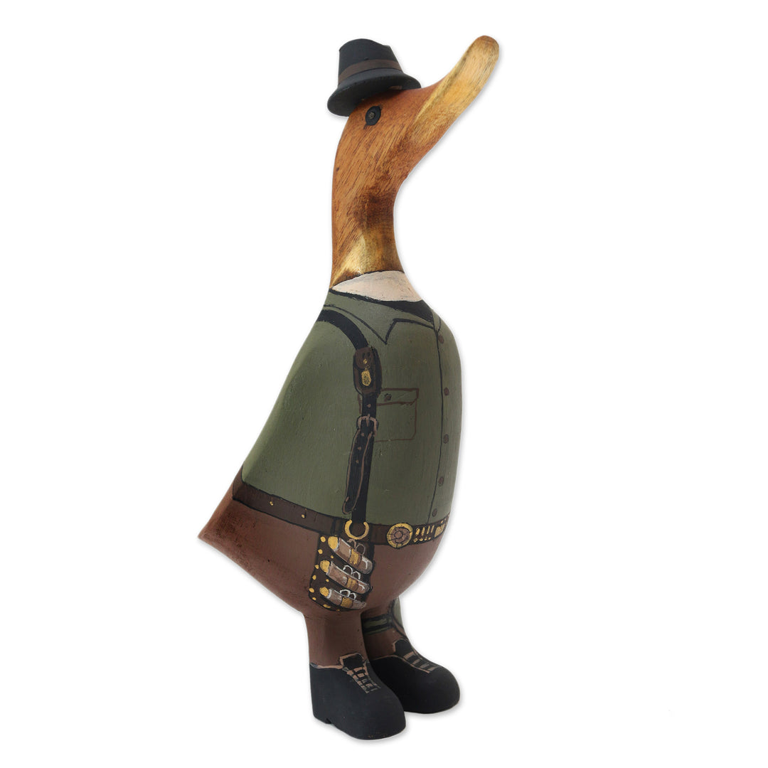 Bamboo Root and Teak Hand-Painted Duck with Steampunk Style - Steampunk Duck