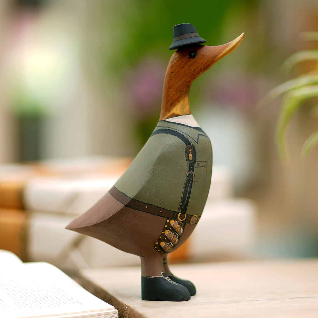Bamboo Root and Teak Hand-Painted Duck with Steampunk Style - Steampunk Duck