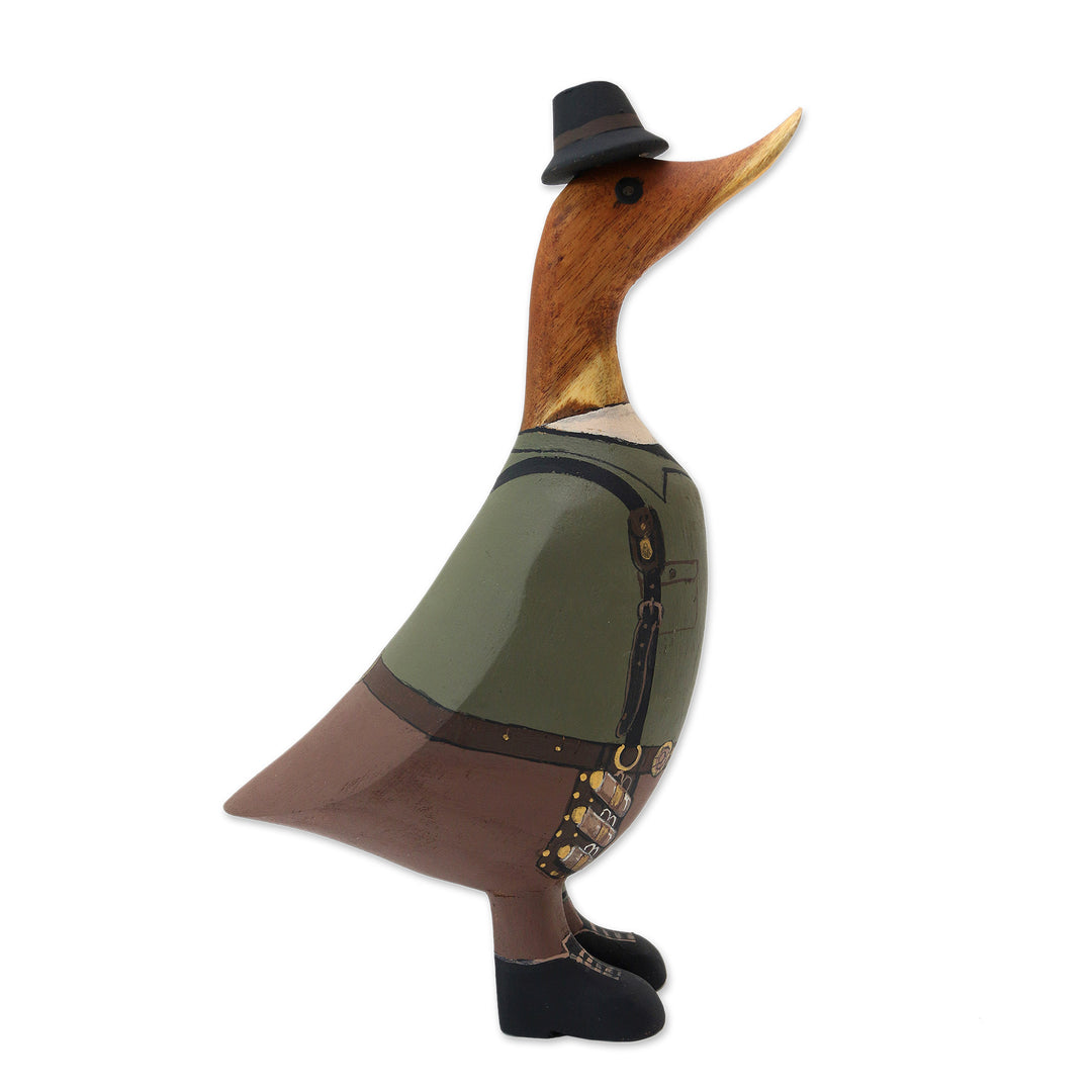 Bamboo Root and Teak Hand-Painted Duck with Steampunk Style - Steampunk Duck