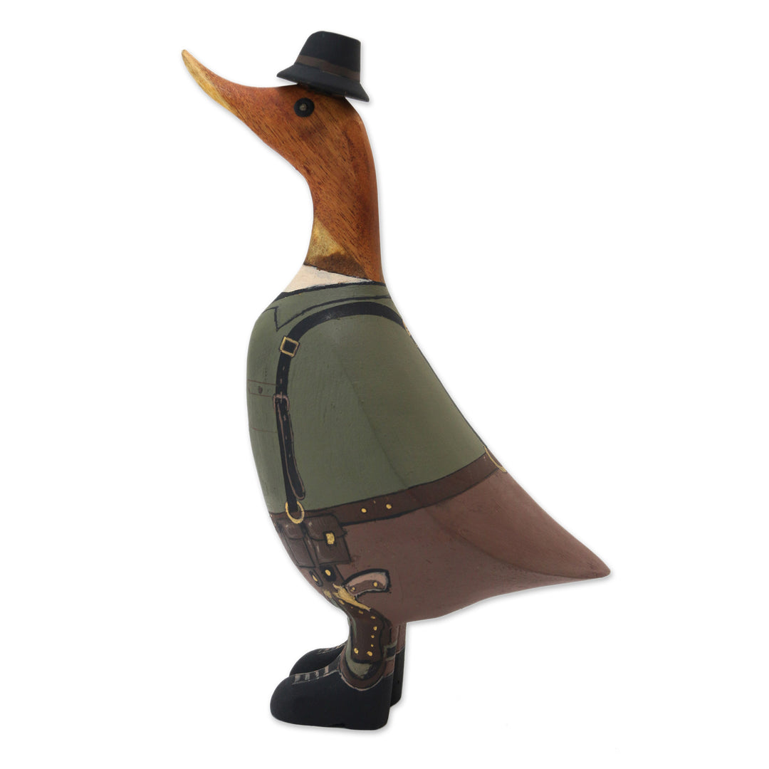 Bamboo Root and Teak Hand-Painted Duck with Steampunk Style - Steampunk Duck