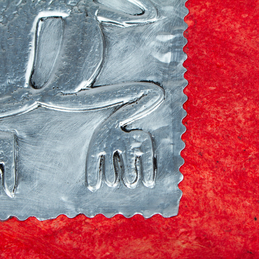 Relief Engraving Aluminum Greeting Card with Paper Frame - Mighty Frog