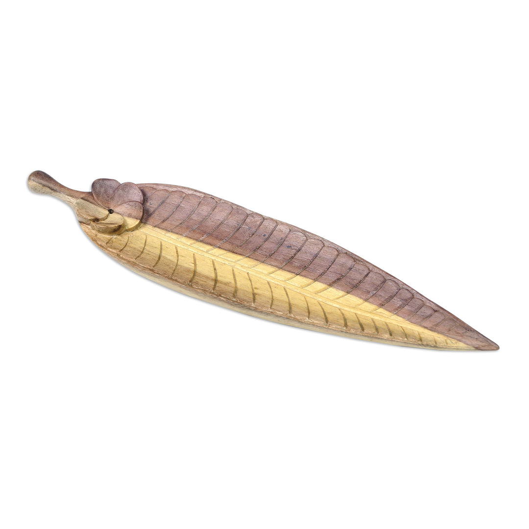 Hand-carved Leaf Incense Holder Made from Hibiscus Wood - Jepun Leaf