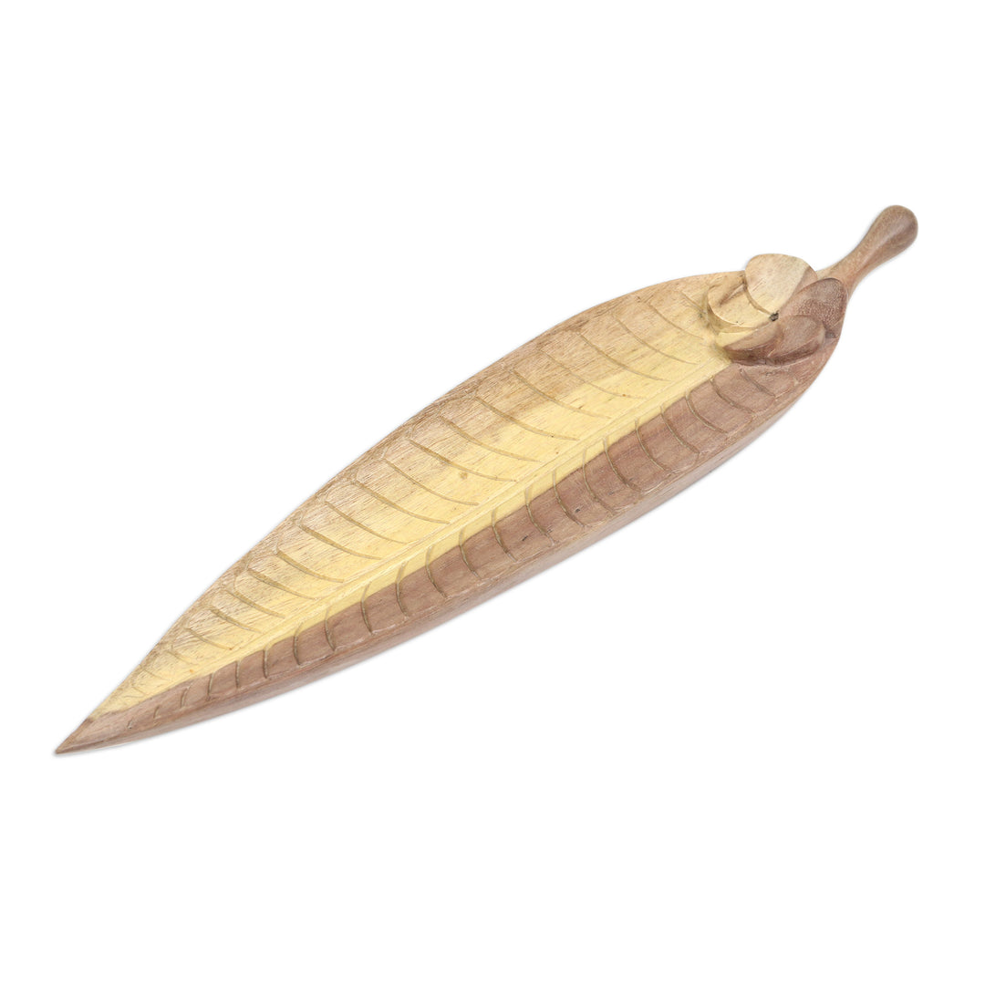 Hand-carved Leaf Incense Holder Made from Hibiscus Wood - Jepun Leaf
