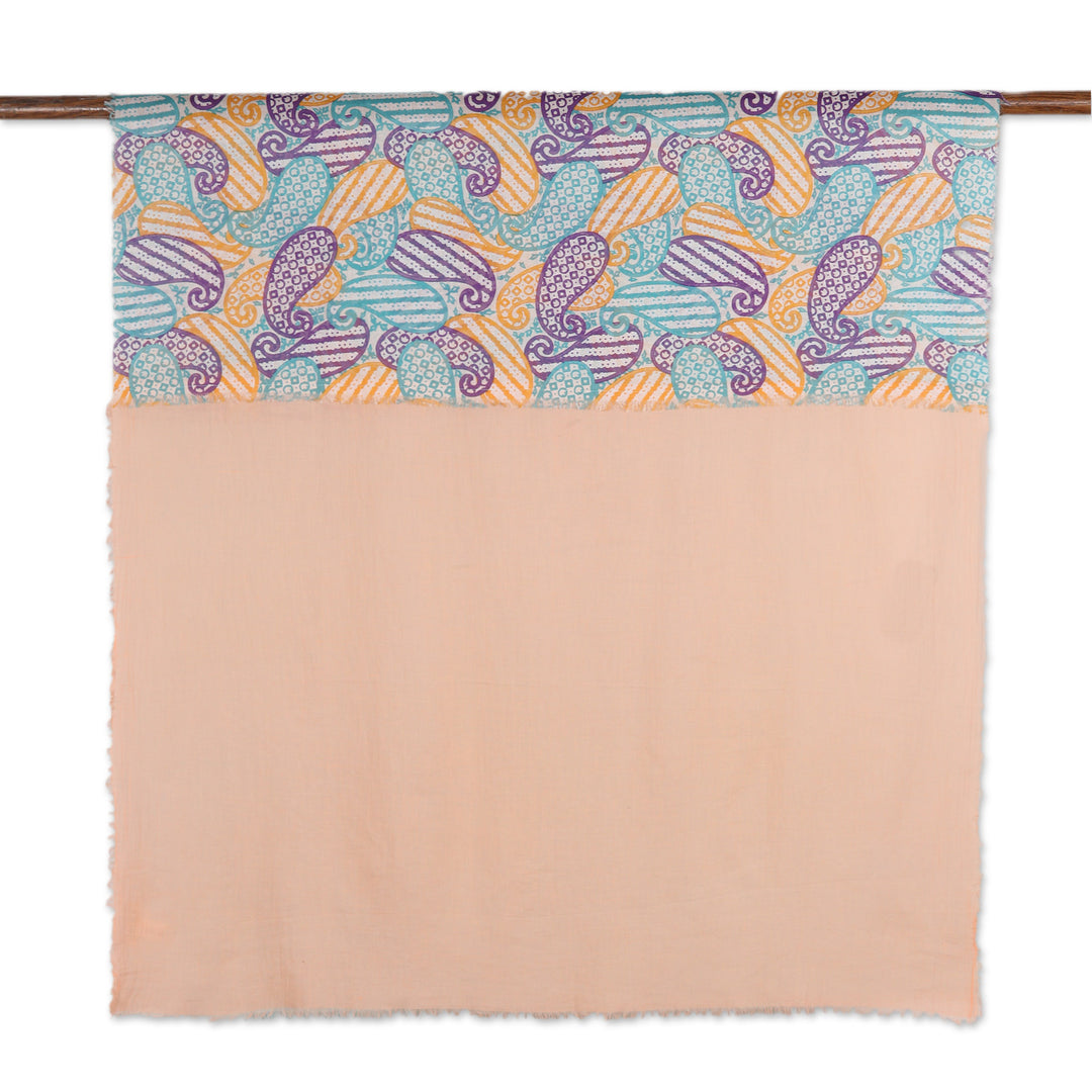 Colorful Cotton Shawl with Printed Paisley Motifs - Paisley Blessing