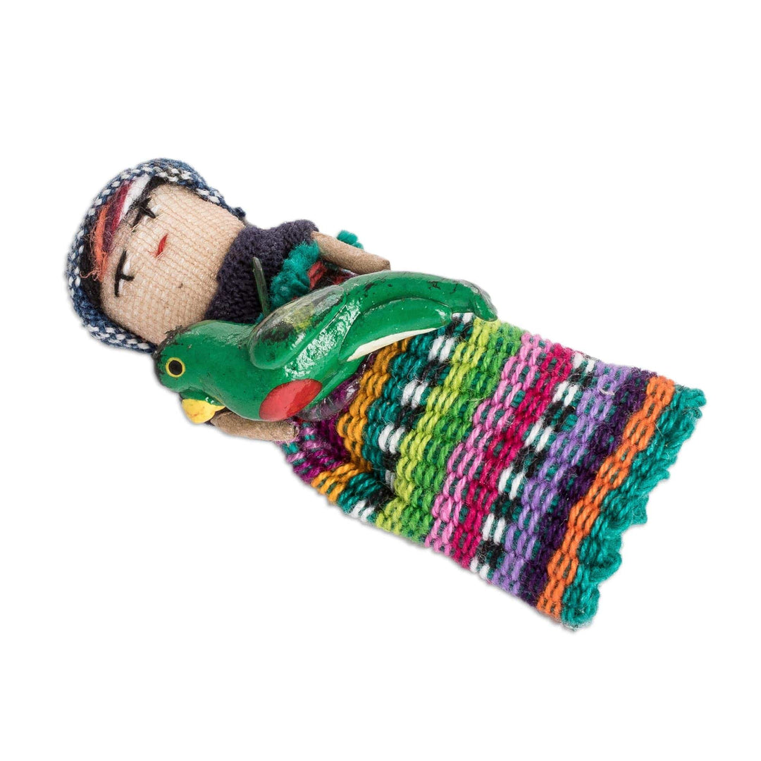 Guatemalan Set of 6 Handcrafted Cotton Decorative Dolls - Bird Love