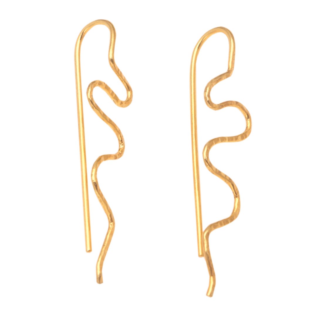 Modern 18k Gold-Plated Drop Earrings from Indonesia - Beautiful Movement